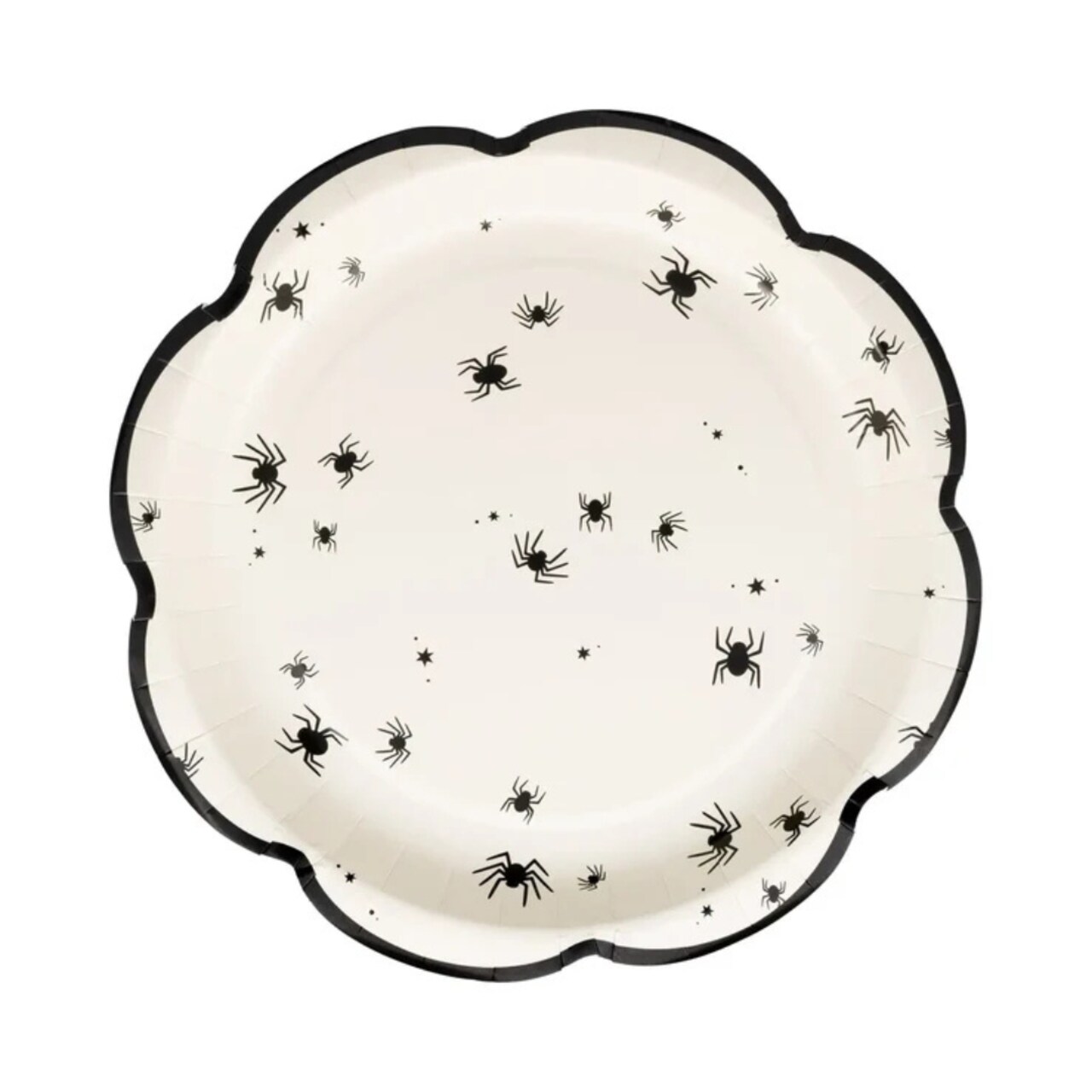 Halloween Spider Scallop Plates 9" Disposable Party Plates for Snacks, Dinners & Spooky Celebrations